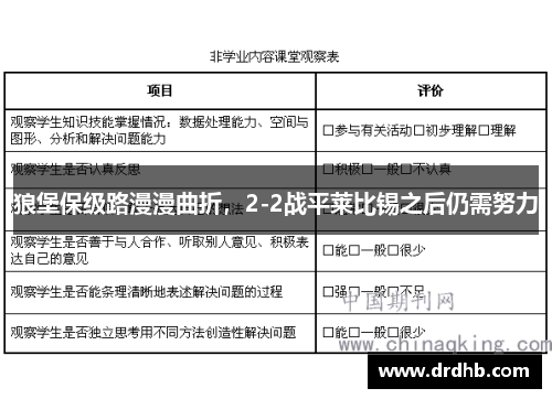 狼堡保级路漫漫曲折，2-2战平莱比锡之后仍需努力